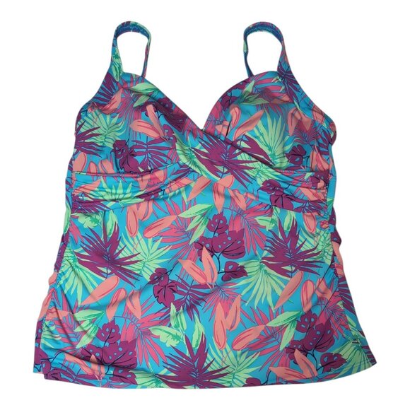 Lands End Tankini Top Floral Tropical Swim Plus Beach Vacation Womens 16 - Picture 1 of 6